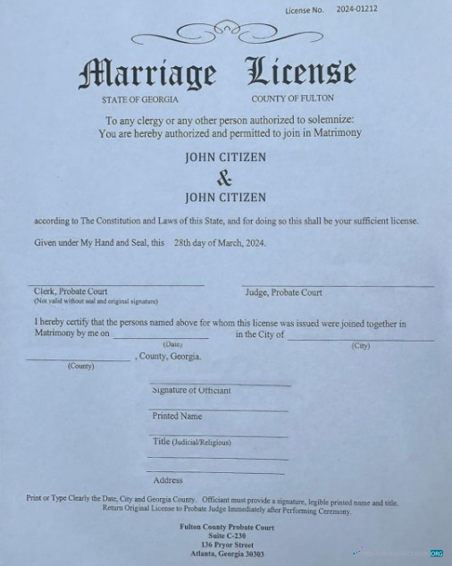 Download USA County of Fulton marriage certificate Photoshop template